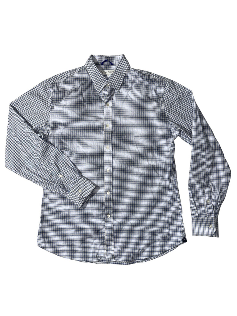 Teddy Stratford mens 5 XL grey blue check Skotas cotton zip fit shirt EUC